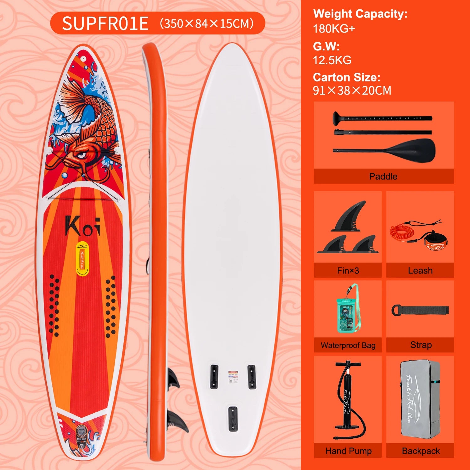 FunWater 350cm Inflatable Stand Up Paddle Board Surfboard