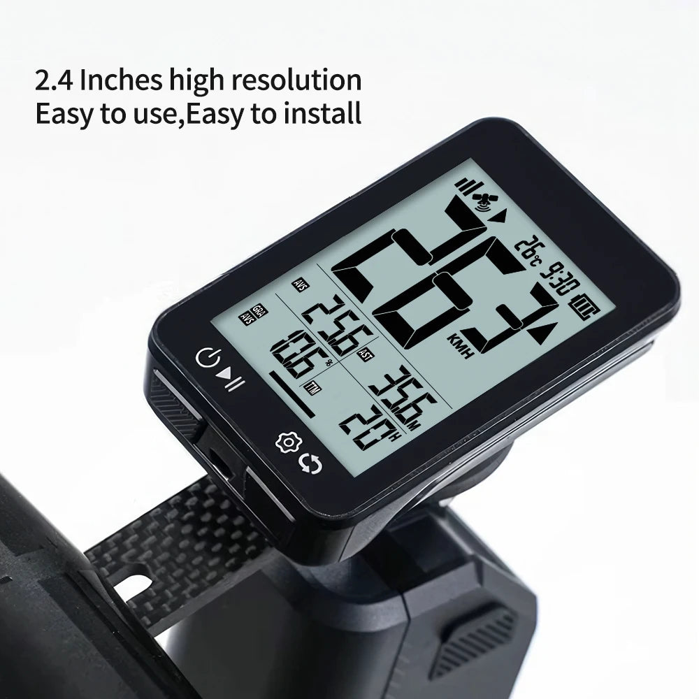 GPS Bike Computer Wireless Bicycle Computer 2.4 LCD Screen Cycling Speedometer Odometer with Auto Backlight and Bracket