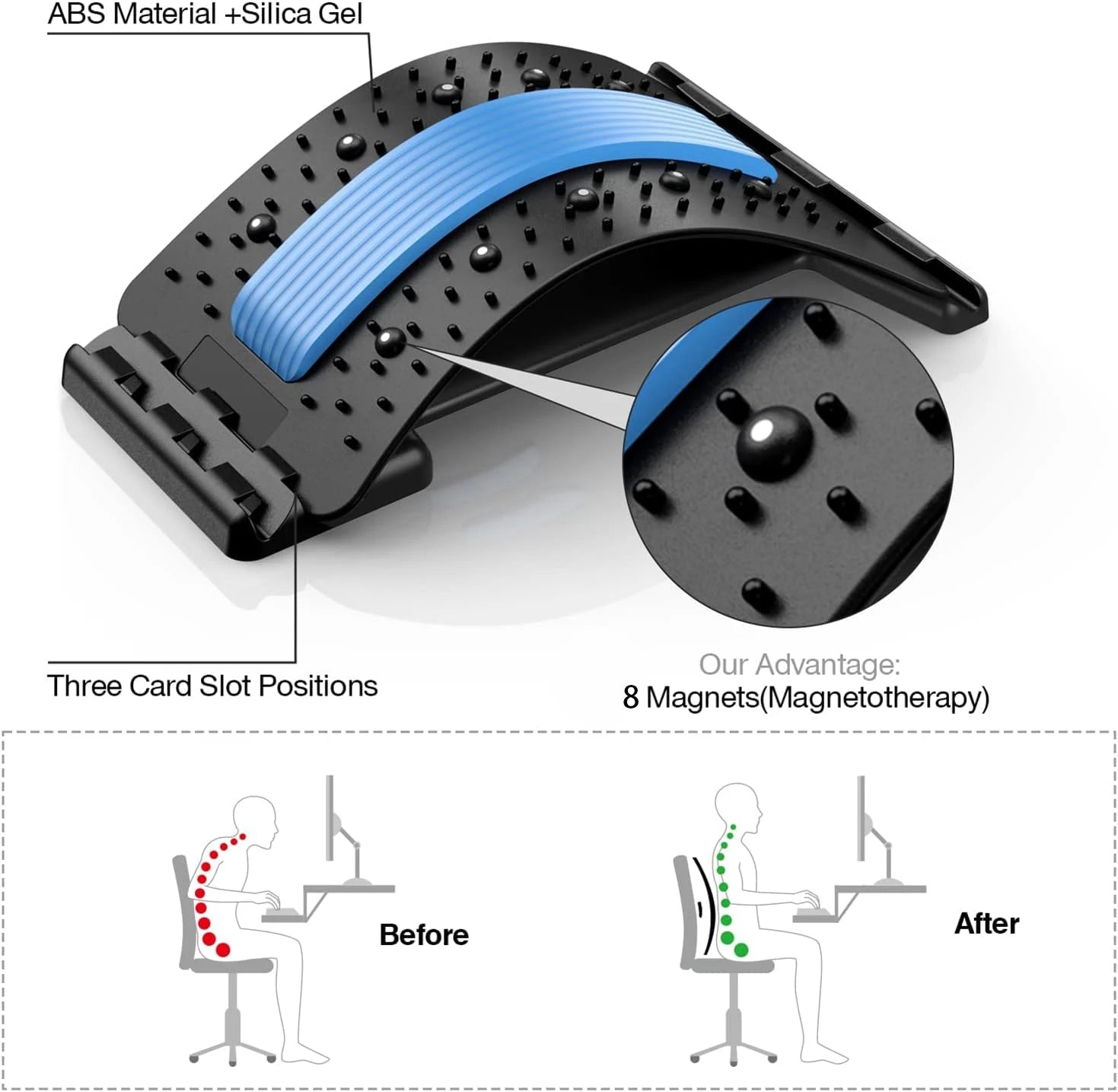 Back Stretcher for Back Pain Relief, Multi-Level Back Cracker Board, Lower and Upper Back Support for Herniated Disc