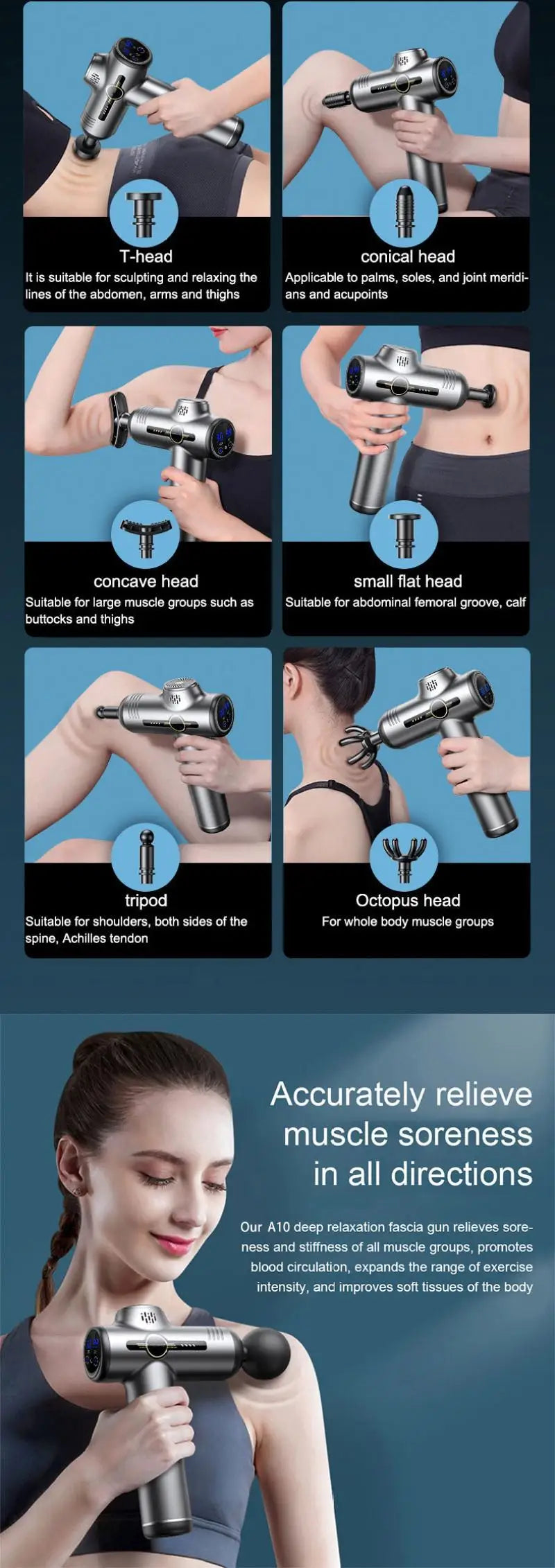 6/99 Speeds Massage Gun Deep Tissue, Back Massager Gun for Athletes Muscle Massage Gun for Body with 4/8 Massage Heads