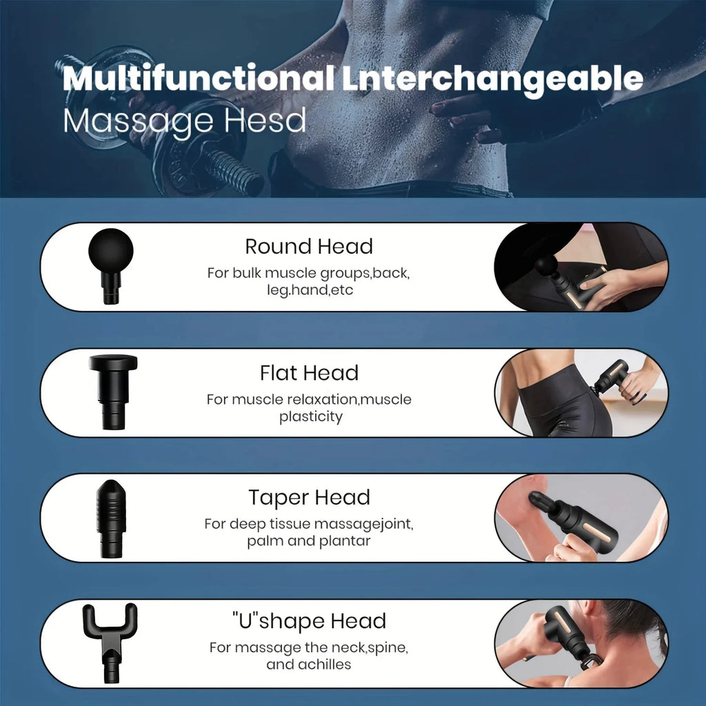 6/99 Speeds Massage Gun Deep Tissue, Back Massager Gun for Athletes Muscle Massage Gun for Body with 4/8 Massage Heads
